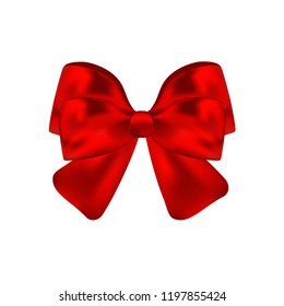 Realistic red bow isolated on white background