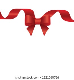 Realistic red bow isolated on white background. Vector illustration