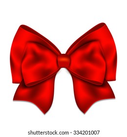 Realistic red bow isolated on white background