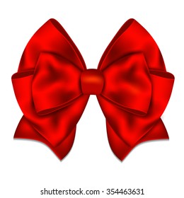 Realistic red bow isolated on white background