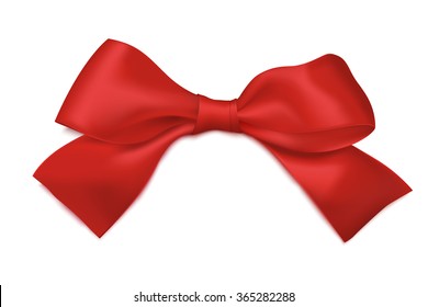 Realistic red bow isolated on white background. Vector illustration