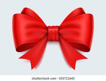 Realistic red bow isolated on white background. Vector illusatraion