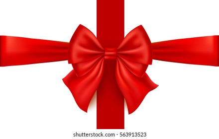 Realistic red bow isolated on white background. Ribbon.