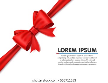 Realistic red bow on white background. Vector illusatraion