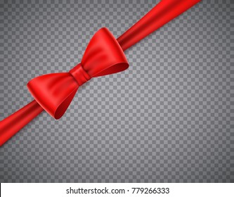 Realistic red bow on white background. Vector illusatraion