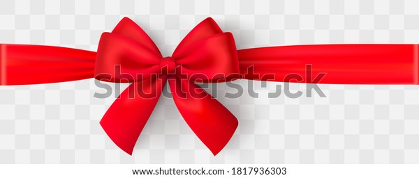 Realistic red bow
and ribbon. Christmas shiny red satin ribbon. New year gift.
Decorative red satin ribbon and bow with shadow on transparent
background - stock
vector.