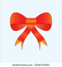 Realistic red bow and ribbon. Element for decoration gifts, greetings, holidays. Vector illustration