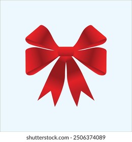 Realistic red bow and ribbon. Element for decoration gifts, greetings, holidays. Vector illustration