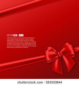 Realistic red bow with ribbon. Element for decoration gifts, greetings, holidays. Vector illustration. EPS 10.