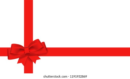 Realistic red bow and ribbon isolated on transparent background. Template for greeting card, poster or brochure. Vector illustration.