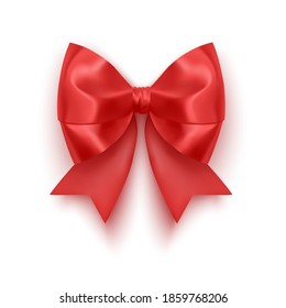 Realistic red bow, Ribbon isolated on white background. Vector eps 10 format
