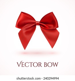 Realistic red bow. Ribbon. Vector illustration