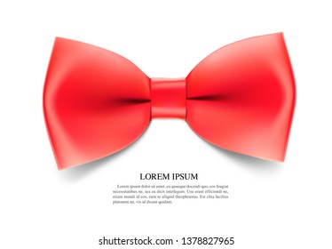 Realistic red bow tie. Vector illustration isolated on white background. Ready for your design. EPS10.