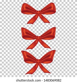 Realistic red bow vector design elements illustration 