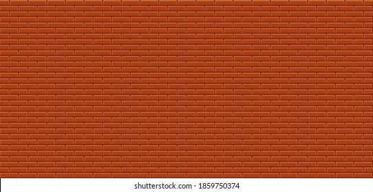 Fondo de pared de ladrillo rojo realista. Muro de ladrillo marrón patrón vectorial transparente para replicación. Muro de ladrillo anaranjado patrón vectorial sin fisuras. Textura vectorial de ladrillos rojos. Ilustración vectorial. 