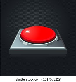 Realistic red button. Interface vector element. Perspective point of view