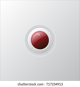 Realistic red button, vector style