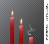 Realistic red candle, Burning red candle and an extinct candle on dark background, vector illustration