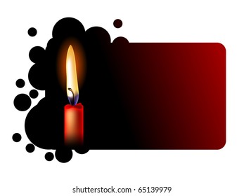 Realistic red candle isolated on black background