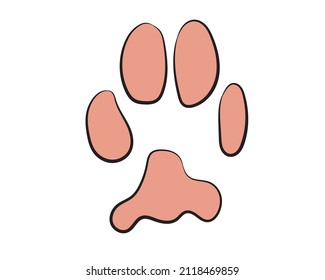 Realistic red cat paw pet cute. Hand drawing. Vector illustration .