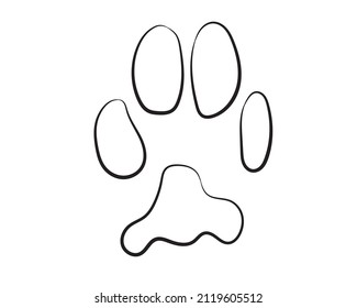 Realistic red cat paw pet cute. Hand drawing. Vector illustration .