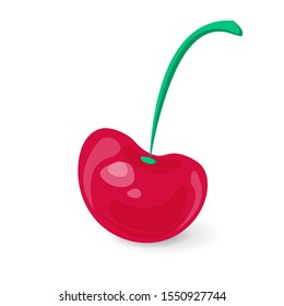 Realistic red cherry. Isolated on white background. Vector