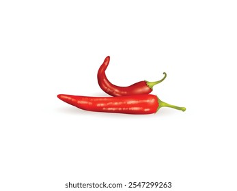 realistic red chili pepper with a shadow. perfect for recipes and culinary products. Realistic Red Chili Pepper with Shadow - Spicy Chili for Recipes, Culinary Arts, and Food Decoration