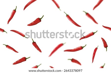 Realistic red chilli falling seamless background