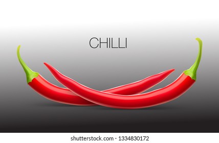 Realistic red chilli peppers. Vector illustration. Ready for your design. EPS10.	