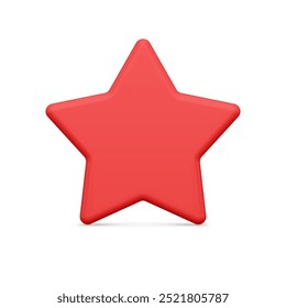 Realistic red classic five pointed star decorative design element of best award insignia leader achievement vector illustration. Premium starry festive winter holiday decor winner victory template