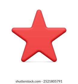 Realistic red classic five pointed star decorative design element of best award insignia leader achievement vector illustration. Premium starry festive winter holiday decor winner victory template