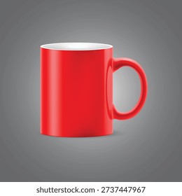 Realistic Red Coffee Mug on Grey Background