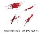 Realistic red color blood splatter background set
