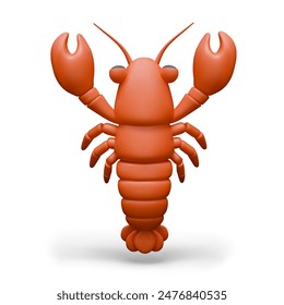 Realistic red crayfish on white background. Whole detailed lobster