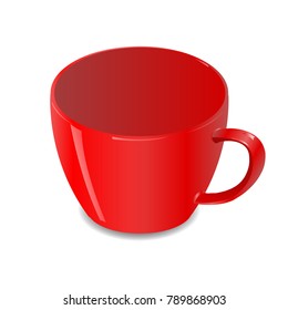 Realistic red cup isolated on white background.Vector illustration