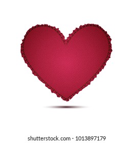 Realistic Red Denim texture of heart vector icon illustration design for Valentine concept idea