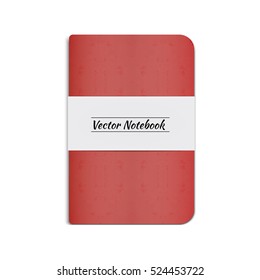 Realistic Red Diary, Notebook with Paper Tape and Elastic Band. Vector