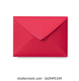 Realistic red envelope empty post letter cover vector illustration. Festive flat paper with sealable flap for christmas mailing. Invitation message concept. Isolated on white