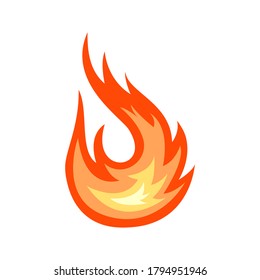 Realistic red fire on white background. Design element. Vector illustration. Vector icon design.