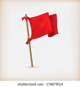 Realistic Red Flag Icon. Vector Illustration