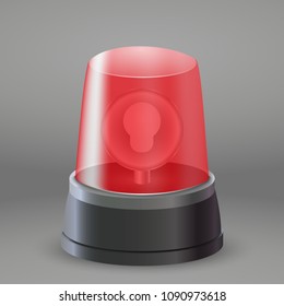 Realistic Red Flasher Light Siren . Alert sign