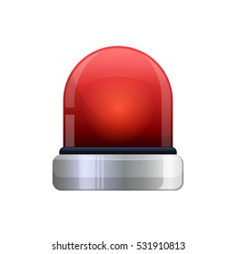 Realistic Red Flashing Emergency Light Vector Icon