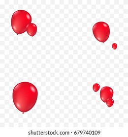 Realistic Red Floating Balloon Isolated On Transparent Background. 3D. Vector illustration