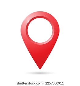 Realistic red geolocation icon. The PIN code icon of the card on a white background. Vector illustration.