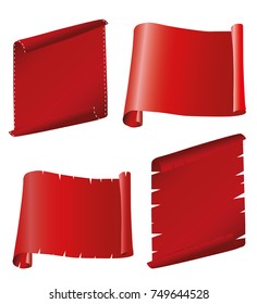 Realistic Red Glossy vector ribbons set
