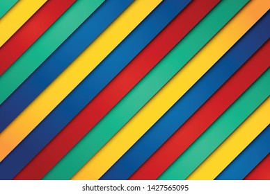 Realistic red, green, blue and yellow sheets of papers
