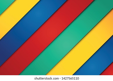 Realistic red, green, blue and yellow sheets of papers
