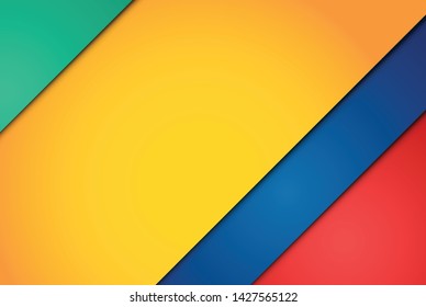 Realistic red, green, blue and yellow sheets of papers
