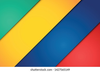 Realistic red, green, blue and yellow sheets of papers
