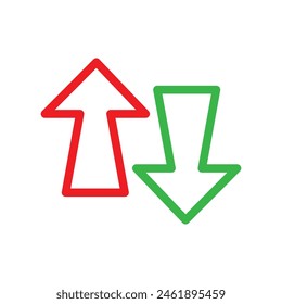 Realistic red up and green down arrow icon. Green Up and Red Down Arrow Icons with Rounded Edges. Vector illustration. Eps file 97.